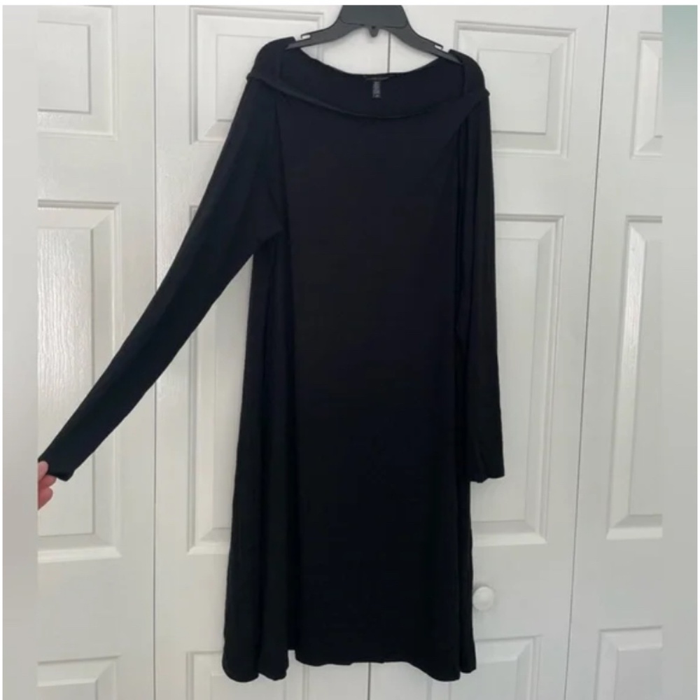 Eileen Fisher black dress with square neckline size L